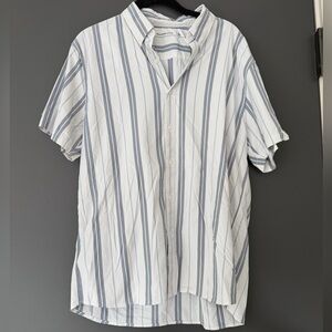 Abercrombie & Fitch White and Gray Striped Button Down Shirt